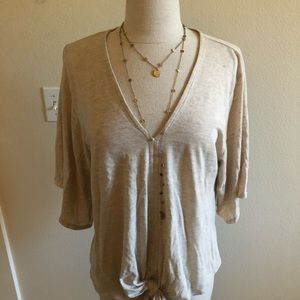 Pullover tie front top